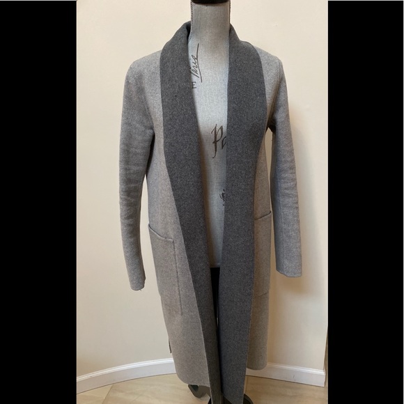 Soia & Kyo Two Tone Grey Shawl Collar Robe Coat - Picture 7 of 16